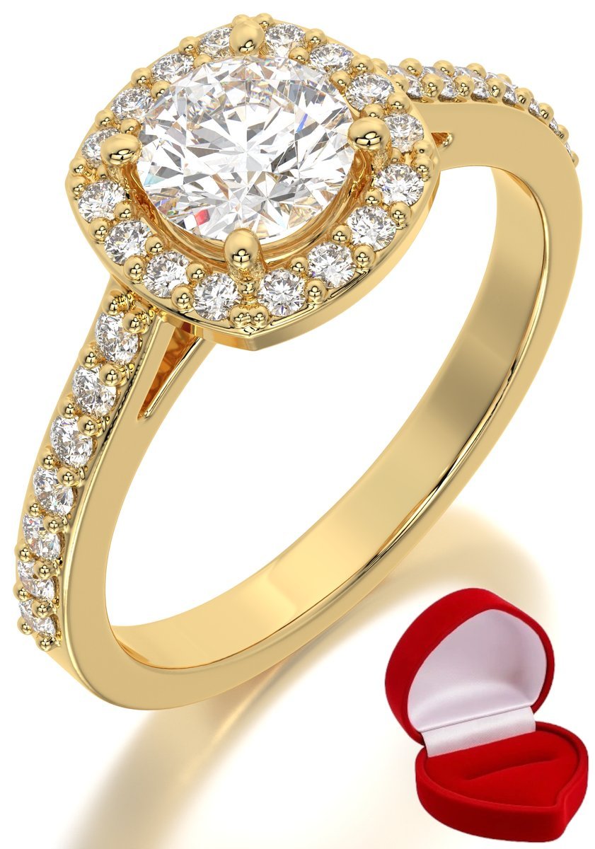 ZŁOTY PIERŚCIONEK ZARĘCZYNOWY 585 14k DIAMENT BRYLANT 0,70 ct R7