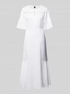 Sukienki - Sukienka midi z mieszanki wiskozy i lnu z wycięciem w kształcie łezki - miniaturka - grafika 1