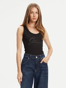 Guess Top W5YP00 KCXJ2 Czarny Regular Fit - Koszulki i topy damskie - miniaturka - grafika 1