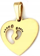 Wisiorki - Złota przywieszka 333 serduszko blaszka stópki serce idealna na prezent - miniaturka - grafika 1