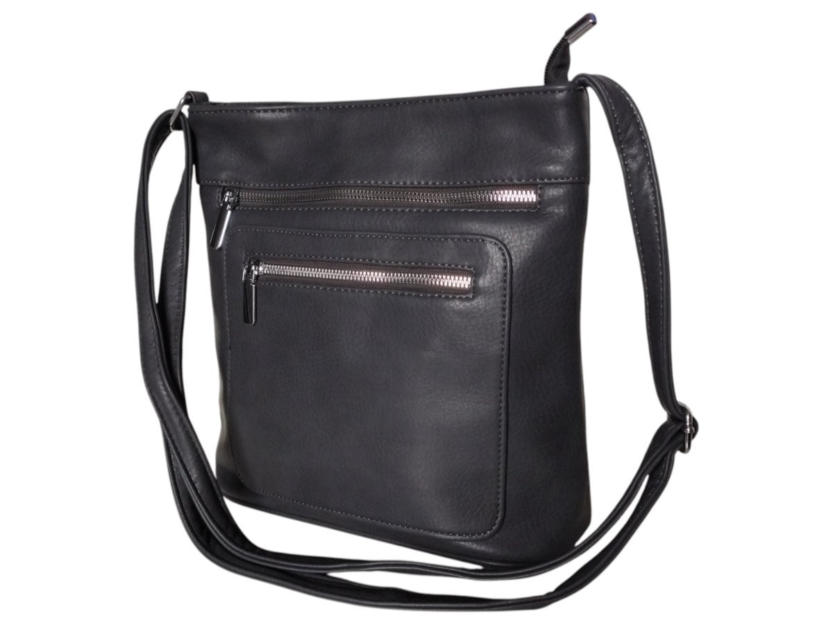 Torebka Damska, Mała Listonoszka Na Ramię, Miejska, Eko-Skóra Ciemno Szary