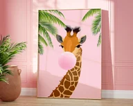 Obrazy i zdjęcia na płótnie - Plakat Żyrafa w Różowym Nastroju - miniaturka - grafika 1