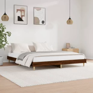 Rama łóżka, brązowy dąb, 200x200 cm, materiał drewnopochodny Lumarko! - Łóżka - miniaturka - grafika 1