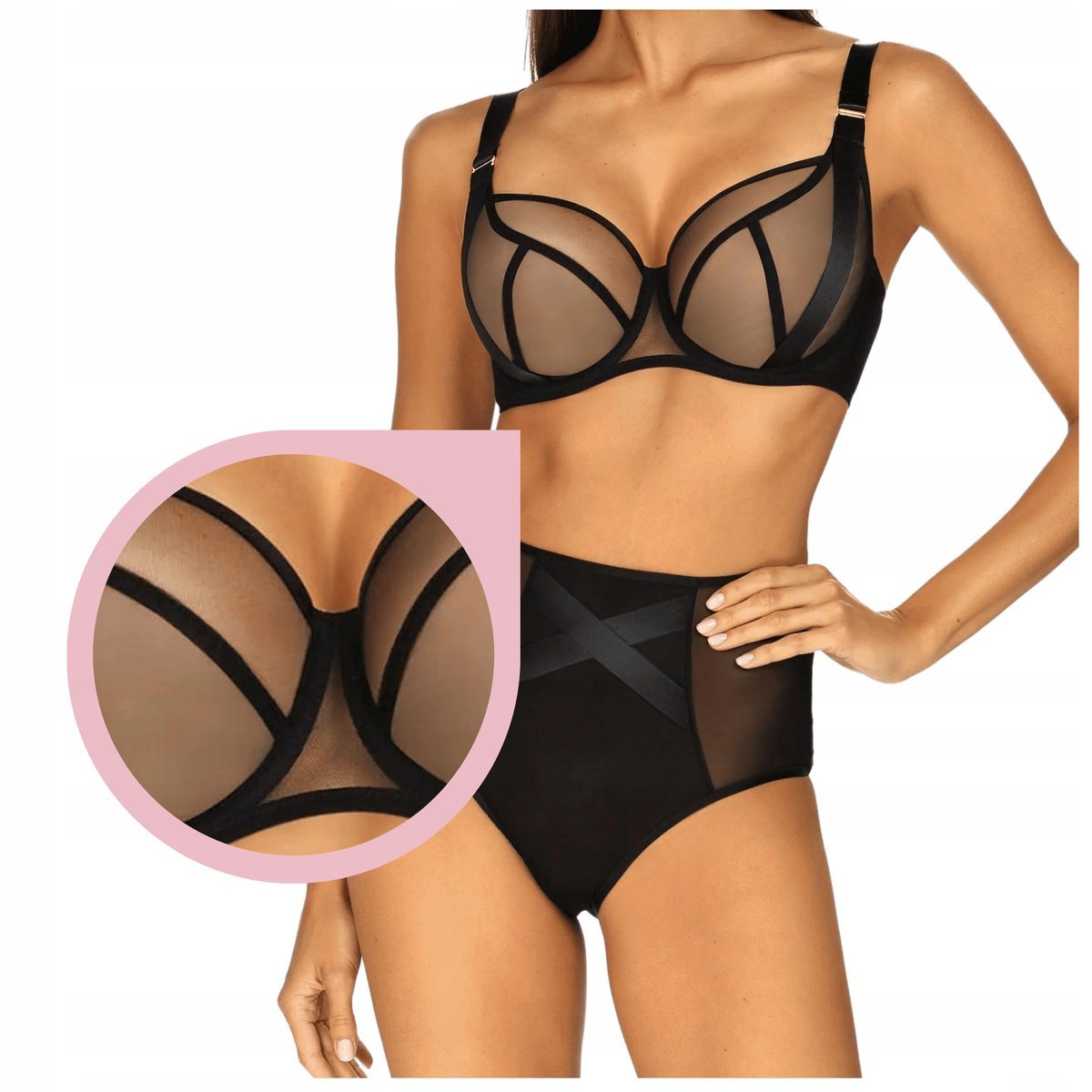 Ewa Bień PRYMA B161 biustonosz miękki soft zmysłowy transparentna czerń 80B