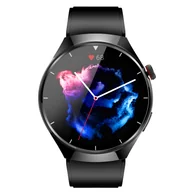 Elektronika OUTLET - INF SmartWatch, połączenia Bluetooth i pomiar tętna, ciśnienie krwi i poziom tlenu we krwi Czarny + Silikon Czarny - miniaturka - grafika 1