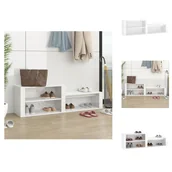 Szafki na buty - vidaXL Szafka na buty biały wysoki połysk 150x35x45 cm materiał drewnopochodny - Półki i szafki na buty - miniaturka - grafika 1