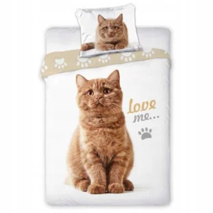 Pościel Bawełniana Kot Love Me Uroczy Motyw Zwierzęcy 140x200 70x90 Premium - Pościel dla dzieci Pościel Bawełniana Kot Love Me Uroczy Motyw Zwierzęcy 140x200 70x90 Premium - Pościel dla dzieci - miniaturka - grafika 1