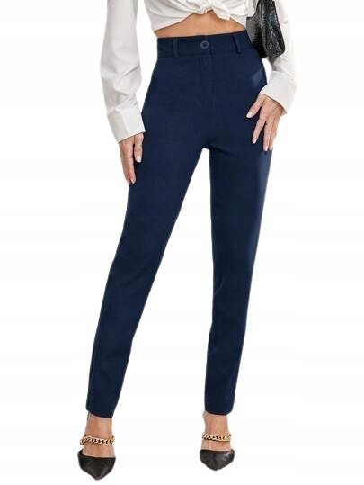 SHEIN GRANATOWE ELEGANCKIE CYGARETKI Z ZAPIĘCIEM NA ZAMEK 38 1EC
