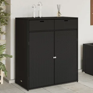 Szafa ogrodowa vidaXL Szafka ogrodowa, czarna, 105x55x113 cm, polirattan - Pozostałe meble ogrodowe - miniaturka - grafika 1