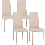 Krzesła - Zestaw 4 krzeseł do salonu, jadalni, ekoskóra, VERUM, 40x50x96 cm, beżowe - miniaturka - grafika 1