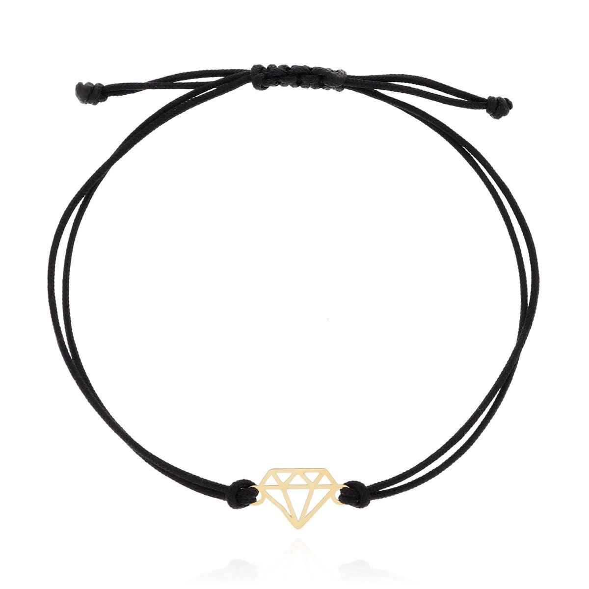 Bransoletka czarny sznurek ze złotym diamentem pr.585
