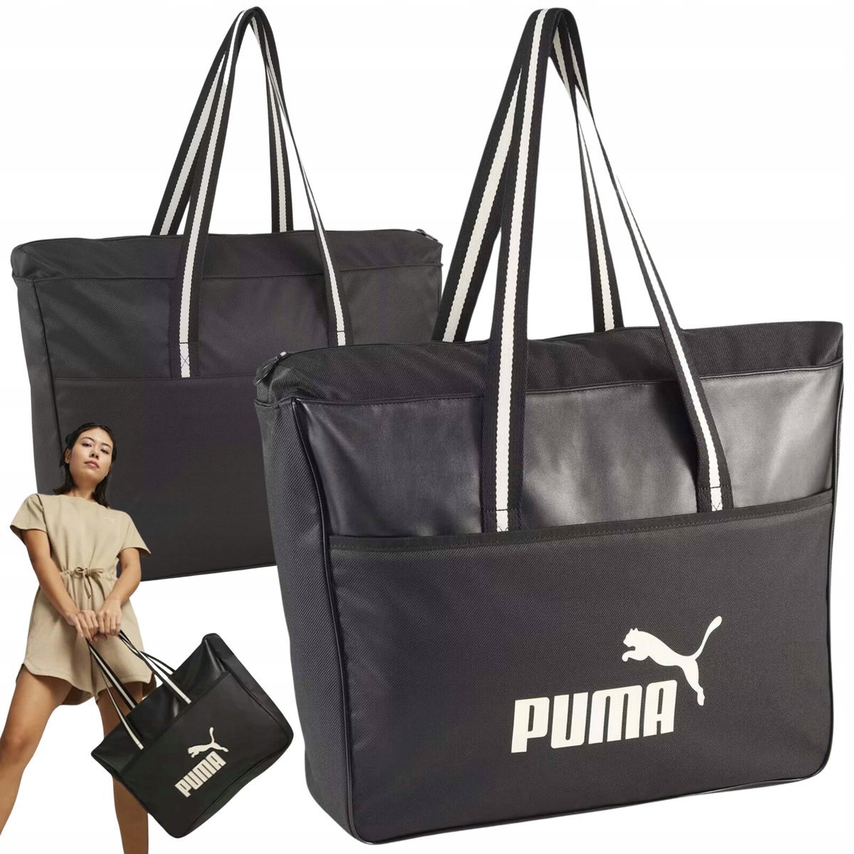Torba na ramię puma sportowa materiałowa torebka miejska pojemna shopper