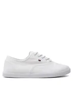 Trampki damskie - Tommy Hilfiger Tenisówki Canvas Lace Up Sneaker FW0FW07805 Biały - miniaturka - grafika 1