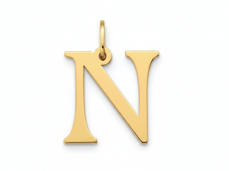 Złota przywieszka 333 Celebrytka duża literka N bez kamieni na prezent