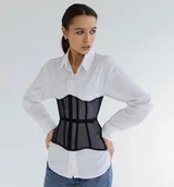 Gorsety - Gorset z siateczki - Czarny - miniaturka - grafika 1