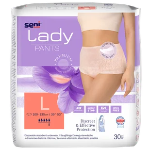 Seni Lady Pants, majtki chłonne dla kobiet, Large, 100-135 cm, 30 sztuk - Bielizna lecznicza - miniaturka - grafika 1