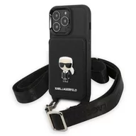 Etui i futerały do telefonów - Karl Lagerfeld KLHCP13LSAIPCK iPhone 13 Pro / 13 6,1" hardcase czarny/black Saffiano Metal Ikonik - miniaturka - grafika 1