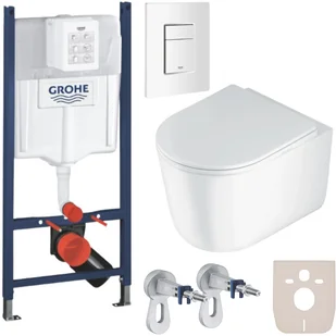 Grohe Rapid SL Zestaw WC stelaż + Miska WC Jasmin + przycisk biały + wsporniki + uszczelka - Stelaże i zestawy podtynkowe do WC - miniaturka - grafika 1