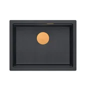 Zlewozmywaki - QUADRON JOSH 110 GraniteQ zlewozmywak black diamond 59,5x45,1x21,5 cm 1-komorowy wpuszczany z syfonem manualnym miedziany - miniaturka - grafika 1