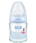 Butelki dla niemowląt - Nuk Szklana butelka First Choice+, 120 ml + smoczek silikonowy (0-6 miesięcy) - miniaturka - grafika 1