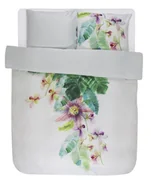 Pościel - Bawełniany komplet pościeli satynowej, dekoracyjne poszewki na pościel, 100% bawełny - motyw egzotycznych kwiatów, Essenza - miniaturka - grafika 1