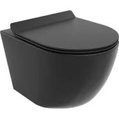 Miski WC - Mexen Lena miska wc Rimless Tornado z deską wolnoopadającą slim, duroplast, czarna mat - 30220185T - miniaturka - grafika 1