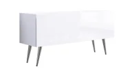 Szafki RTV - Szafka pod telewizor, biały matowy / biały błyszczący, chromowane nóżki, A: szer. 100 cm, wys. 52 cm, gł. 32 cm - miniaturka - grafika 1