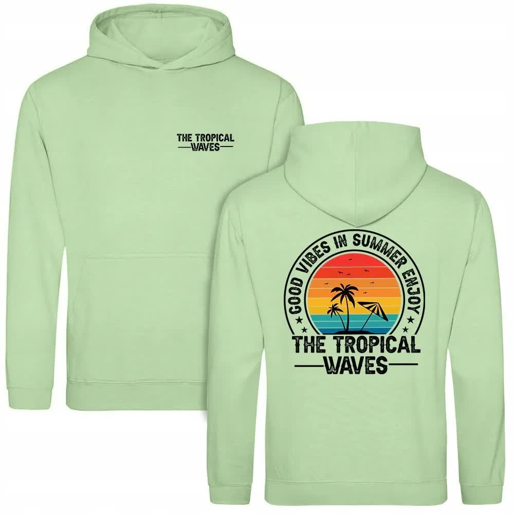 Bluza PISTACHIO GREEN Damska z Kapturem THE TROPICAL WAVES Stylowe Wz - S
