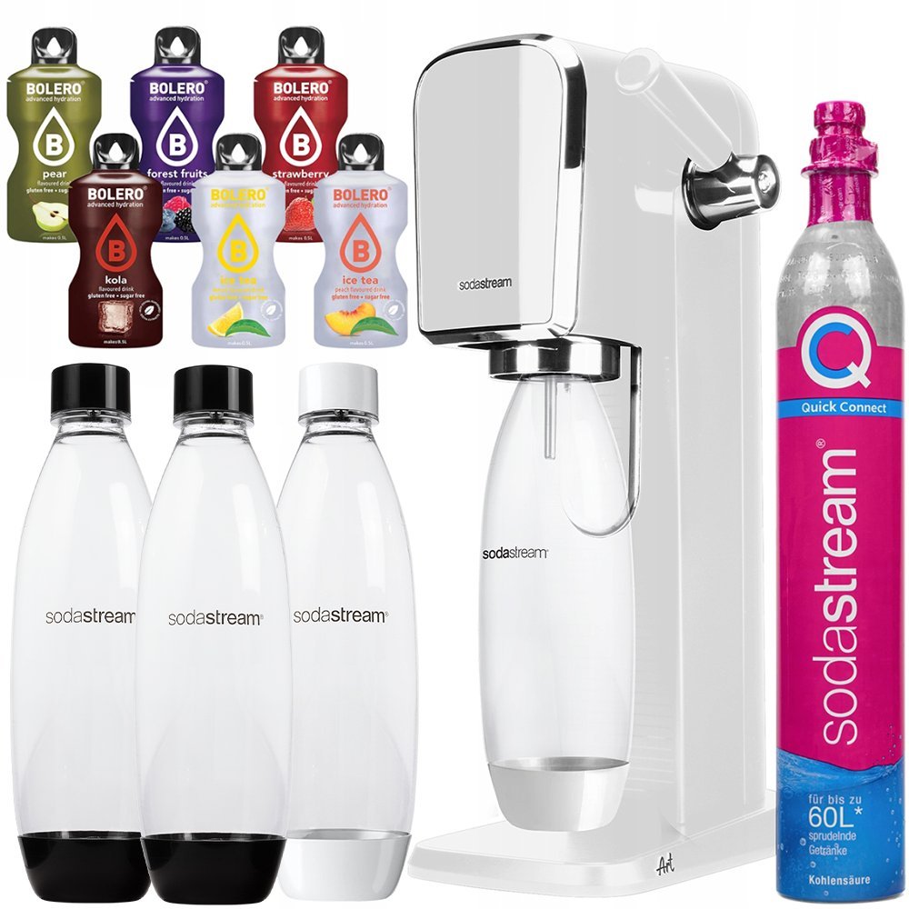 Saturator wody SODASTREAM ART - biały z butelkami Quick Connect bez BPA zestaw do gazowania domowego