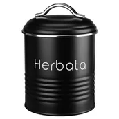 Pojemniki kuchenne - Pojemnik metalowy okrągły ALCANO HERBATA czarny - miniaturka - grafika 1