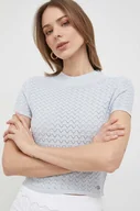 Koszulki sportowe damskie - Guess t-shirt damski kolor niebieski - miniaturka - grafika 1