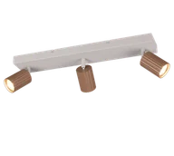 Lampy ścienne - SOKA 867700365 listwa ze spotami kawowe ryflowane tuby 3xGU10 wykończenie ciepły szary - miniaturka - grafika 1