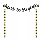 Girlandy - GIRLANDA URODZINOWA BANER NA URODZINY ROCZNICĘ CHEERS TO 50 YEARS - miniaturka - grafika 1