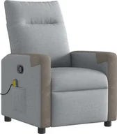 Fotele - Rozkładany fotel masujący, jasnoszary, obity tkaniną - miniaturka - grafika 1