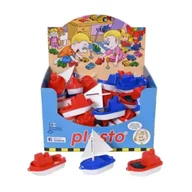 Samochody i pojazdy dla dzieci - Łódka 11cm w displayu, 2 kolory niebieski/czerwony PLASTO - miniaturka - grafika 1