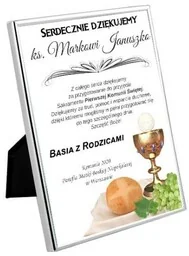 Obrazek w srebrnej ramce - podziękowanie dla księdza od dzieci komunijnych - Ikony i obrazy sakralne - miniaturka - grafika 1