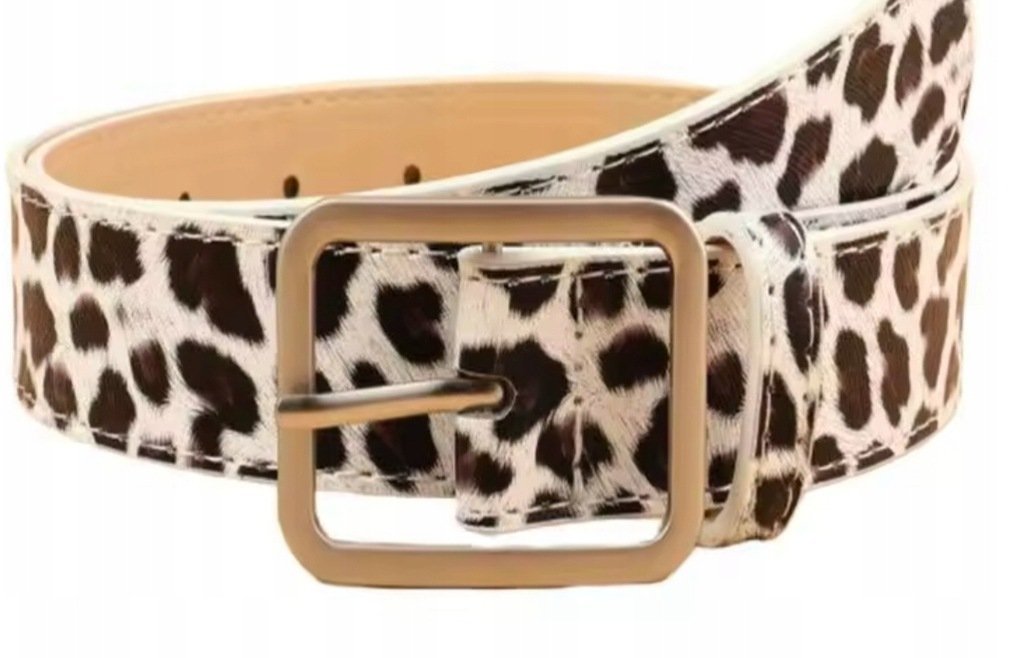 Pasek w Panterkę Biała Panterka Kowbojski Pantera Prezent Y2K Streetwear