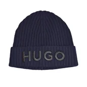 Czapki męskie - Czapka zimowa beanie Hugo Boss wełniana granatowa - 50495778-410 - miniaturka - grafika 1