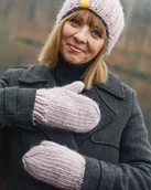 Rękawiczki - WOOLY wełniane rękawiczki- pudrowy róż - miniaturka - grafika 1