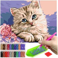 Zabawki kreatywne - Haft Diamentowy ARTULIO, Obraz DIY 5D, Diamond Painting, Mozaika diamentowa 30x40cm (Kotek w pastelowych odcieniach) + zestaw akcesoriów - miniaturka - grafika 1