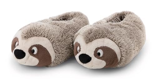 NICI Pluszowe kapcie, leniwiec Izzy Icetumbler, ciepłe kapcie dla dzieci i dorosłych, buty w kształcie zwierząt, z antypoślizgową podeszwą, beżowe, rozmiar L (40–43) – 62452