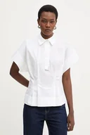 Bluzki damskie - Karl Lagerfeld bluzka bawełniana damska kolor biały gładka B1W11006 - miniaturka - grafika 1