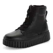 Botki damskie - Tamaris Damskie sztyblety Lace Boot Flat 1-25267-45, czarna skóra, 39 EU, czarna skóra, 39 EU - miniaturka - grafika 1