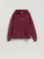 Bluzy damskie - Reserved - Bawełniana bluza z napisem - ciemnofioletowy - miniaturka - grafika 1