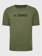 Koszulki sportowe męskie - adidas T-Shirt Terrex Classic Logo HF3283 Zielony Regular Fit - miniaturka - grafika 1