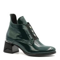 Botki damskie - Ciemnozielone lakierowane botki LM60504 - Neścior - miniaturka - grafika 1