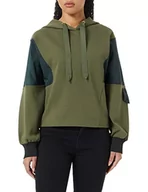 Bluzy damskie - Sisley Bluza damska W/Hood 322WL200C Sweatshirt, brązowa i ciemnozielona 901, M - miniaturka - grafika 1