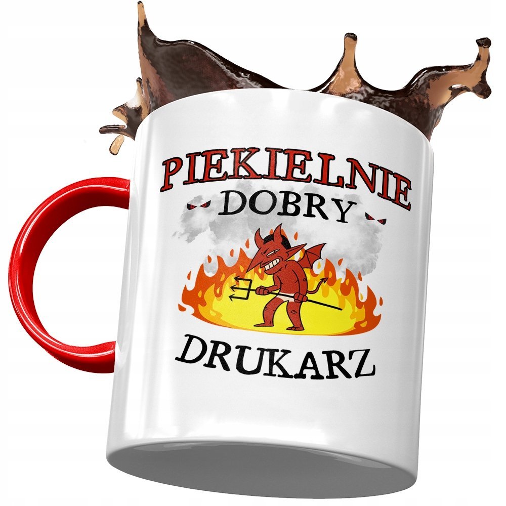Kubek Czerwony Dla Drukarza Piekielnie Dobry Kubek z Nadrukiem ze Zdjęciem + Opakowanie na prezent (wzór 02)