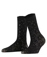Skarpetki damskie - FALKE Kobiety Skarpety Love Macramé 30 DEN W SO Nylon kryjące z wzorem 1 Para, Czarny (Black 3009), 39-42 - miniaturka - grafika 1