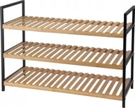 Szafki na buty - Storage Solutions Półka na buty, 3 poziomy, bambus i metalowy stelaż, 70 x 30 x 48,5 cm - miniaturka - grafika 1